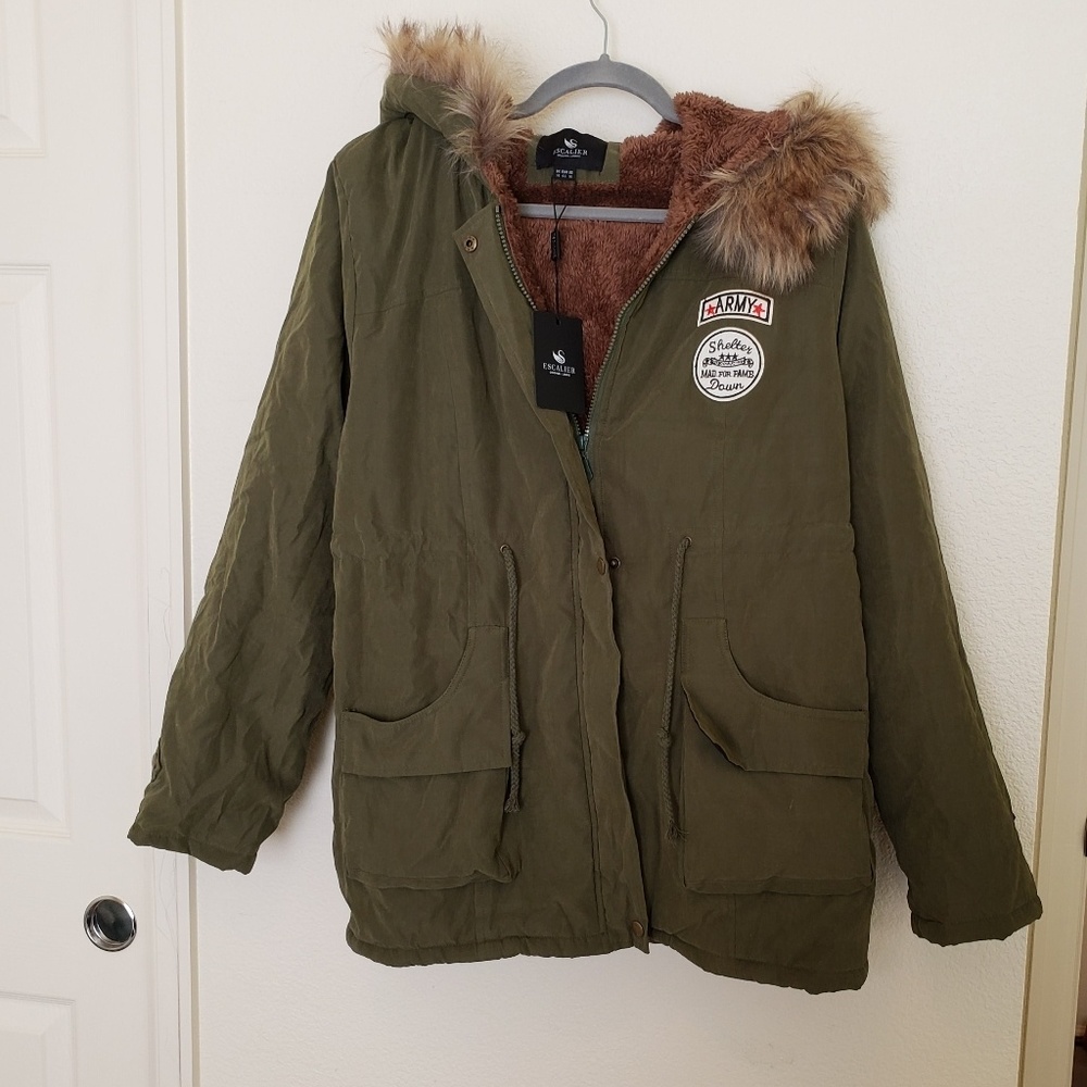 Escalier Parka with faux fur trim - US size 14 NWT